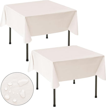 Nasitos 2 Pack Vinyl Square Table Cloth 54x54 Inch-Beige Waterproof Oil-Proof Card Tablecloths, Wipeable Spill-Proof Square Flannel Backed Small Tablecloths for Coffee Table, Indoor&Outdoor