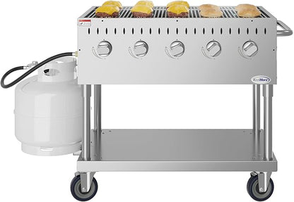 KoolMore 36 in. Commercial 5-Burner Mobile Outdoor Propane Grill in Stainless Steel (KM-CGM-36)
