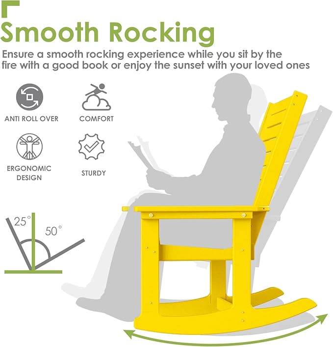GREENVINES Oversized Outdoor Rocking Chairs Set of 4, HDPE Rocker - Image 4