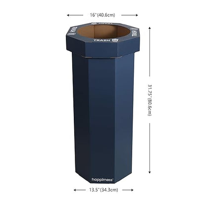 Eyely MPH1300H-SET2 Sal 25-Gallon Disposable Corrugated Cardboard Event Trash Can and Recycling Bin for BBQs, Beach, Parties & Events & Outdoor Activities, Denim Blue (Set of 2)