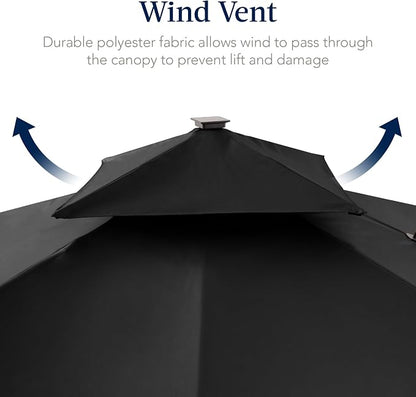 Best Choice Products 9x12ft LED Cantilever Patio Umbrella w/Base Included & - Image 7