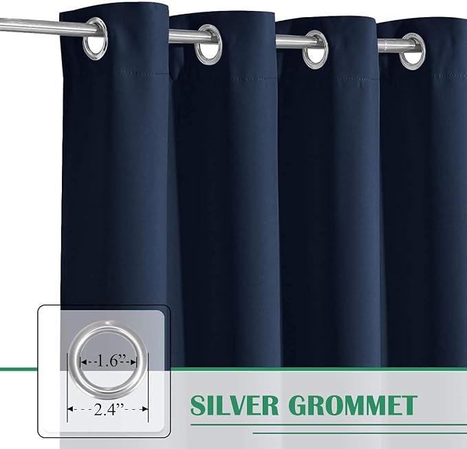 Outdoor Curtains for Patio W70 x L95 Inch Navy Blue, 1 Panel | Outdoor - Image 2