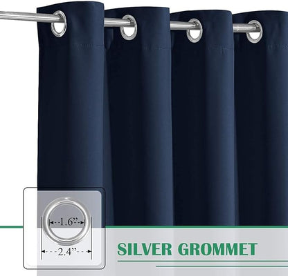 Outdoor Curtains Extra Wide W100 x L84 Inch Navy Blue, 1 Panel | Patio - Image 2