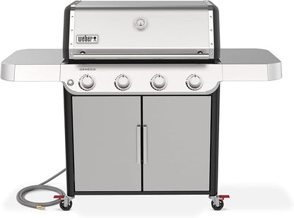 Weber Genesis S-415 Natural Gas Grill for Outdoor Grilling, 4 Burners, Stainless Steel