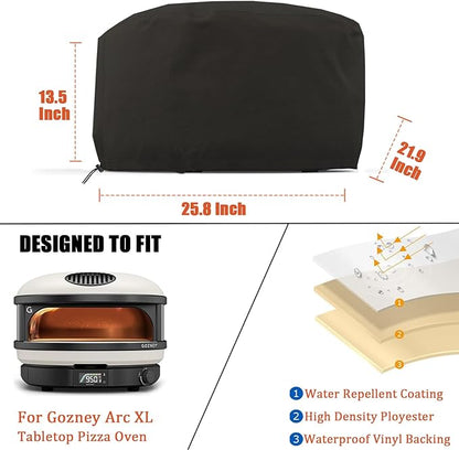 Pizza Oven Cover for Gozney Arc XL, Heavy Duty 600D Waterproof Outdoor Table top Pizza Oven Accessories for Gozney Arc XL Gas Pizza Oven Cover Black