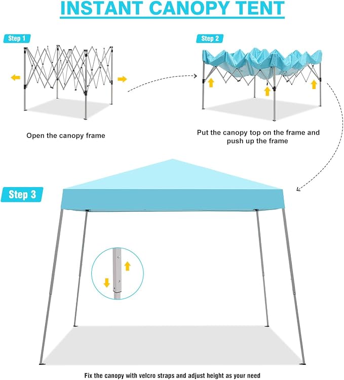 10x10FT Slant Leg Pop Up Canopy Tent, Portable Outdoor Shelter | 10x10FT Base - Image 3