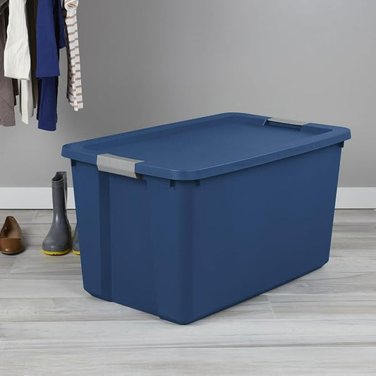(2 Pcs) 34 Gallon Large Storage Bins with Latch Lids,Not Clear Heavy-Duty Large Totes, For Home and Garage Organization,Blue