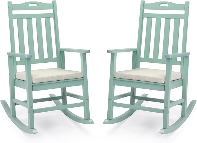 VINGLI Outdoor Rocking Chair Set of 2 Wood Rocking Chair by VINGLI