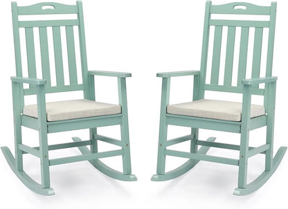 VINGLI Outdoor Rocking Chair Set of 2 Wood Rocking Chair by VINGLI