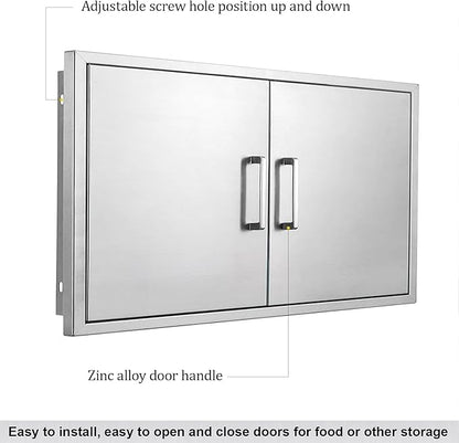 Outdoor Kitchen Door, Outdoor Kitchen Access Door, Stainless Steel BBQ Double Door, Available for Outdoor Kitchen Island or Outdoor Kitchen., 42''Wx21''H