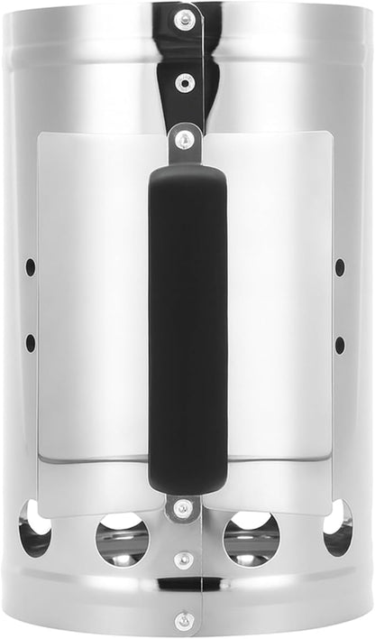 Charcoal Chimney Starter, BBQ Grill Quick Rapid Fire Starter Chimney for Outdoor Barbecue Cooking Camping, Sturdy and Easy to Use, Stainless Steel（10.62" x 6.3"）