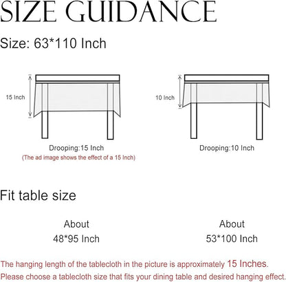 ISAENNE Designer Christmas Linen Extra Long Rectangle Tablecloth,Light Beige Western Table Cloth,Wrinkle Resistant Decor Tablecloths for Dining Thanksgiving Kitchen Christmas,63"*110"-Carol G