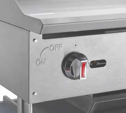 Kratos 36" Wide Commercial Countertop Griddle, Gas Hot Plate for Restaurants, Manual Controls, 3 Independent Burners, Powerful 90,000 BTU Output (29Y-005)