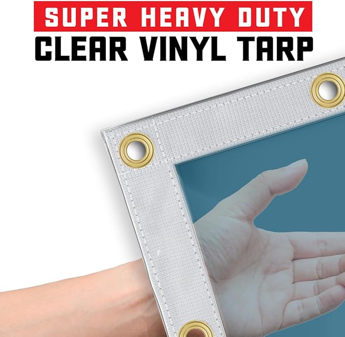 Core Tarps 30 Mil Extreme Heavy Duty Clear Tarp with Grommets - 5x7ft Super Clear Tarps Heavy Duty Waterproof Vinyl Tarpaulin, Transparent Tarp for Outdoor, Camping & Construction, Blue