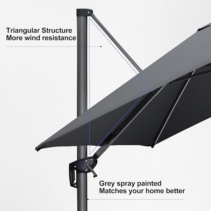 PURPLE LEAF Cantilever Patio Umbrella 10' x 10' - Image 7