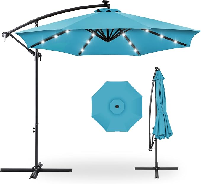 Best Choice Products 10ft Solar LED Offset Cantilever Hanging Market Patio by Unknown