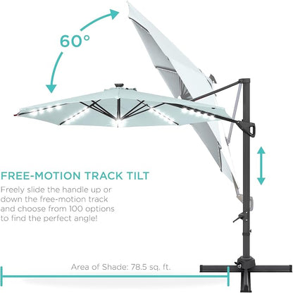 Best Choice Products 10ft Solar LED Cantilever Patio Umbrella, 360-Degree - Image 5