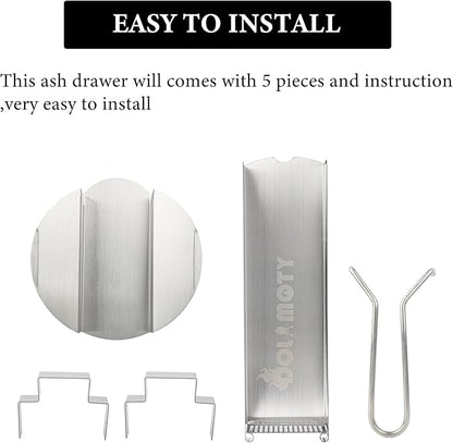 Upgrade Ash Drawer Accessories for Big Green Egg Large (Version After 2022)-BGE Replacement Parts Ash Clean Tool-Stainless Steel