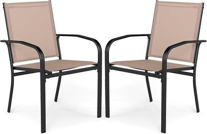 GIANTEX Stackable Patio Chairs Set of 2, All Weather Outdoor Dining Chairs by Giantex