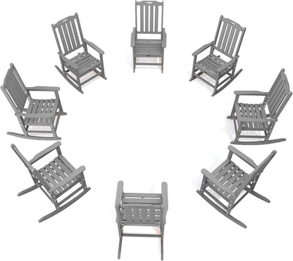 THOEOE Outdoor Rocking Chairs Set of 8, Oversized Patio Rocking Chair | HDPE by THOEOE