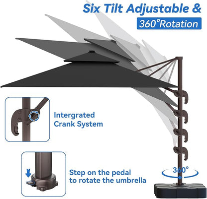 10x13FT Black Cantilever Outdoor Patio Umbrella - Image 4