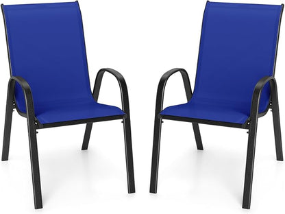 Giantex Patio Chairs Set of 2, Stackable Outdoor Dining Chairs by Giantex