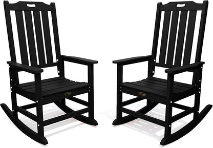 THOEOE Outdoor Rocking Chairs Set of 2, Oversized Patio Rocking Chair | HDPE by THOEOE