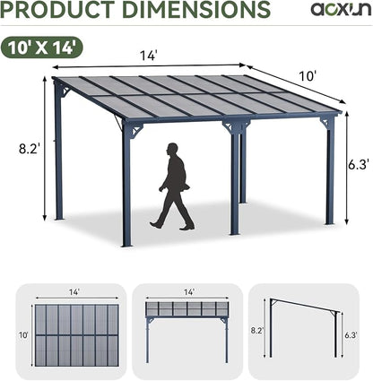 Aoxun 14’x10’ Gazebo with Aluminum Frame & Polycarbonate Panel, Outdoor Patio - Image 2