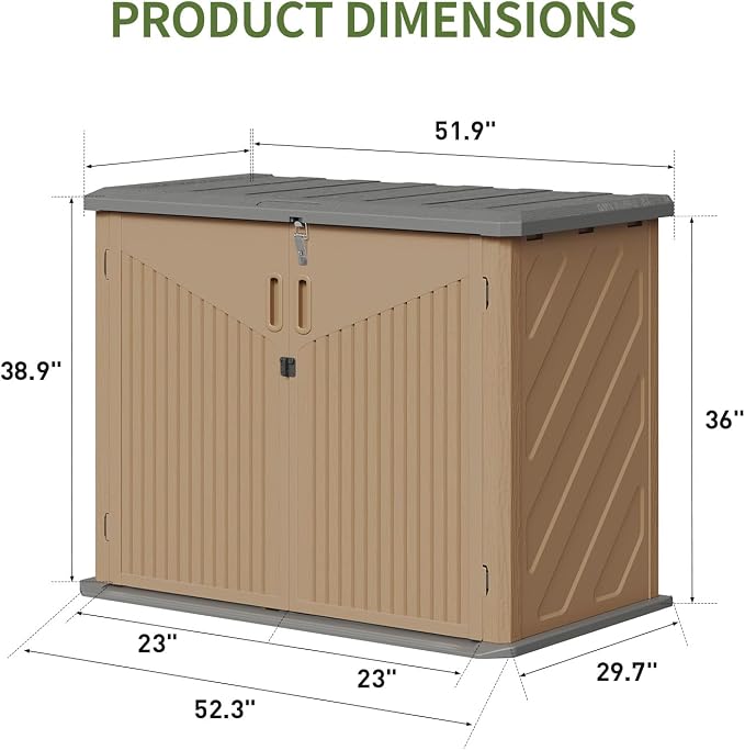 Aoxun Outdoor Storage Cabinet 35 Cu.Ft Outdoor Trash Can Storage Shed, and Lawn - Image 3