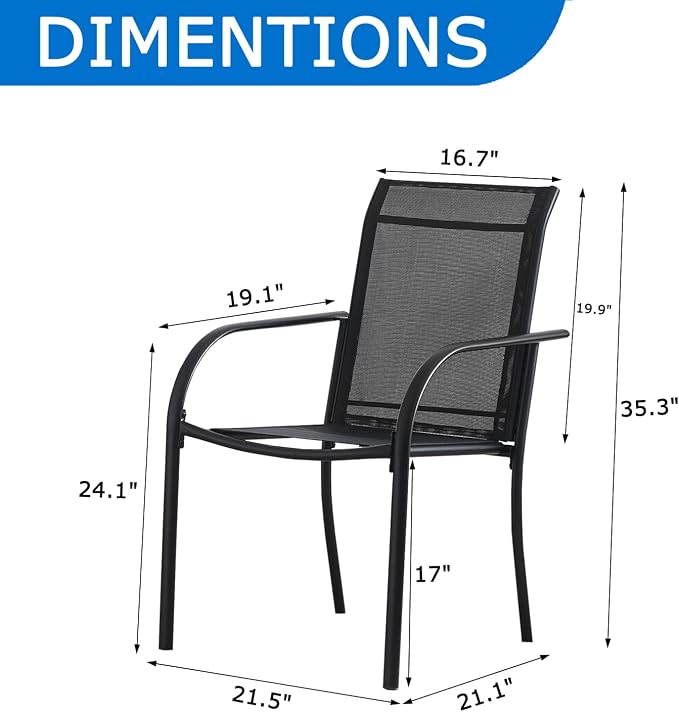 Outdoor Dining Chairs Set of 8, Stackable Patio Chair - Image 3