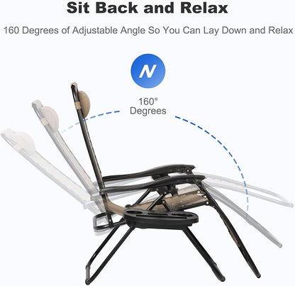 Nazhura Set of 2 Relaxing Recliners Patio Chairs Adjustable Steel Mesh Zero - Image 4