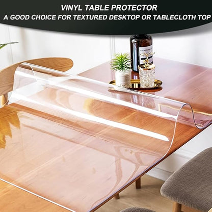 Crystal Plastic Table Cover Protector 17x34 Inch Clear Desk top Pad Mat Office Desktop Protector for TV Table Office Writing Desk Computer Laptop Desk Vinyl PVC Table Cover Cloth Waterproof Non-Slip