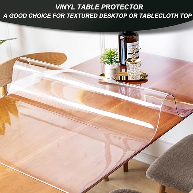 Waterproof Clear Plastic Table Protector Cover for Garden Table Coffee Table Outdoor Craft Table 35x71 Inch Crystal PVC Desk Mat Pad Crystal Vinyl Table Top Cloths Heat Resistant Non-Slip 1.5mm Thick