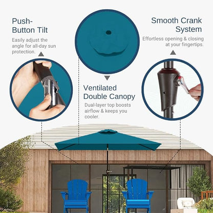 6.5' x 10' Rectangular Patio Umbrella Large Outdoor Market Umbrella w/UV - Image 3