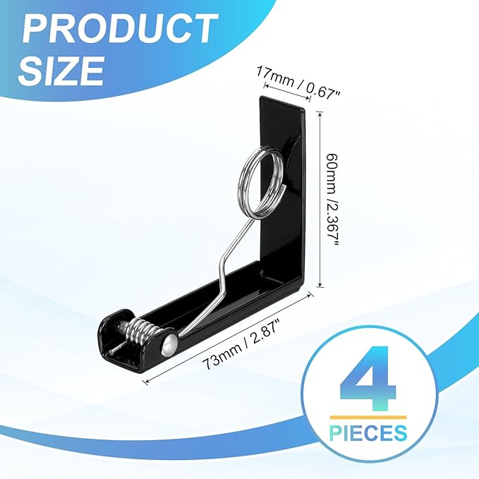 uxcell 4 Pack Tablecloth Clips, Stainless Steel Table Cloth Cover Clamps, 2.87" x 2.36" Windproof Holder Clips for Home Party Picnic Wedding Camping Dining Tables, Black