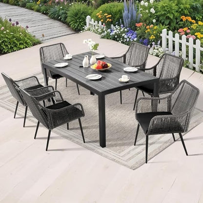 Patio Dining Chairs Outdoor Dining Chairs Set of 4, Woven Twisted Wicker Rattan - Image 8