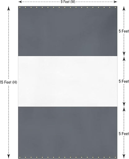 Covers & All Outdoor Clear Panel Curtain, 12 oz Vinyl Outdoor Curtains for Patio, Weather Resistant Waterproof Tarp with Brass Grommets for Pergola, Porch, Gazebos, Balcony (15'H x 9'W Feet, Gray)