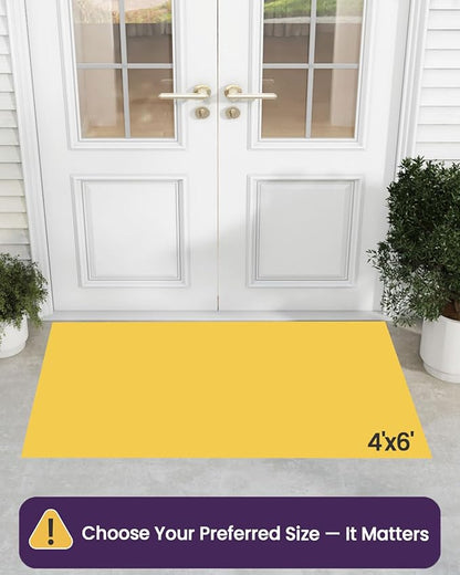 DEXI Front Door Mat Outside Entrance, 4x6 ft Large Rubber Entry Doormat Heavy Duty, Welcome Mats Non Slip for Inside House Floor Entryway Double Doors Exterior Patio, Maze Black