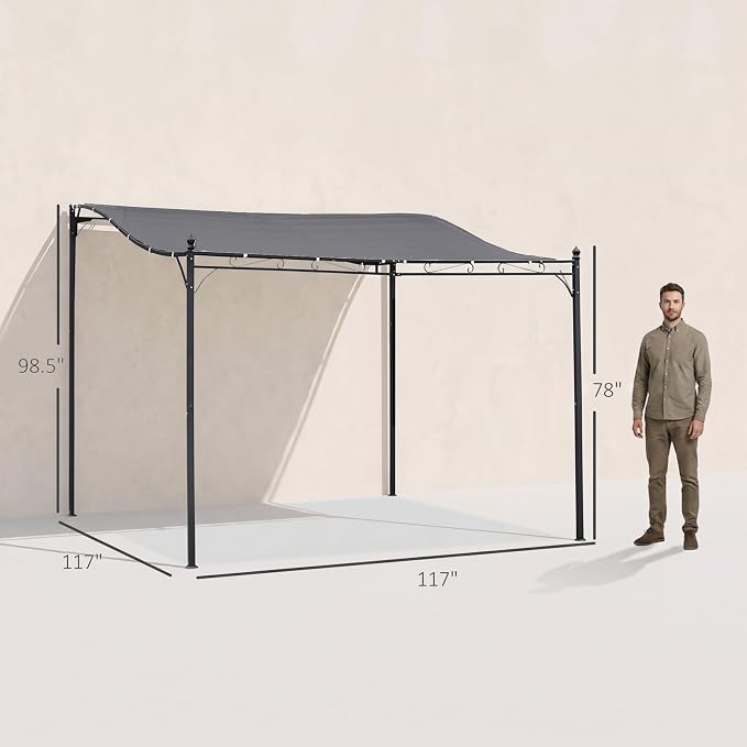 Outsunny 10' x 10' Steel Outdoor Pergola Gazebo Patio Canopy Gray | - Image 7