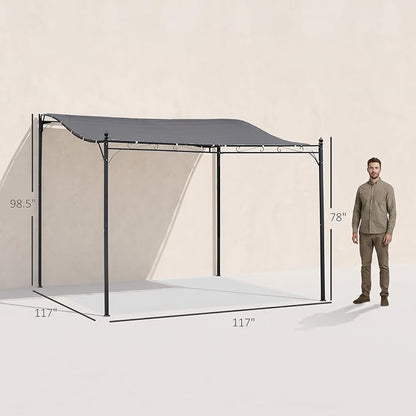 Outsunny 10' x 10' Steel Outdoor Pergola Gazebo Patio Canopy Gray | - Image 7