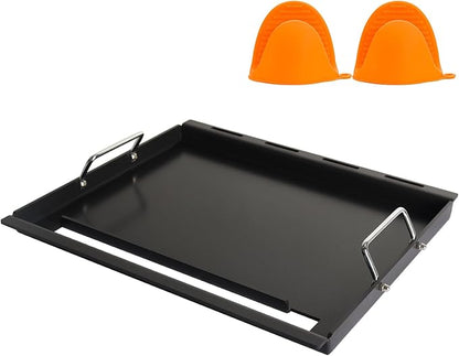 Full-Size Griddle Inserts with Handles for Weber Spirit 200 Spirit II 200 Series Grills Flat Top Cooking Pan Replacement Part for Weber Spirit I & II E-210 E-220 S-210 S-220 Series