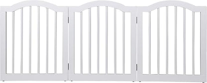 INTERNET'S BEST Arched Top Dog Gate | 3 Panel, 24" H Wooden Pet Barrier for Dogs or Cats | Freestanding Folding Room Divider for Doorways, Hallways, Stairs, and Porch | Portable, Extra Wide | White