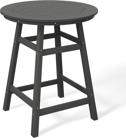 Costaelm Patio Bistro Table, 37" Counter Height Round Patio Cocktail Bar Table with Umbrella Hole, Outdoor Bistro Dining Pub Table for Front Porch Deck Backyard Garden, Gray