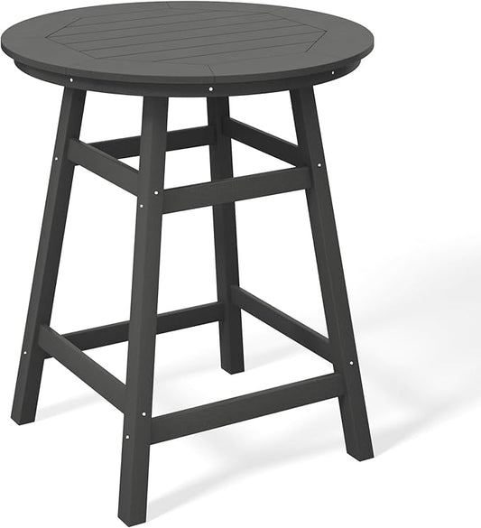 Costaelm Patio Bistro Table, 37" Counter Height Round Patio Cocktail Bar Table with Umbrella Hole, Outdoor Bistro Dining Pub Table for Front Porch Deck Backyard Garden, Gray