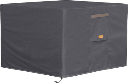Fire Pit Cover 600D Heavy Duty Waterproof Fabric With PVC Coating Square 36" Wx 36" D x 24" H Dark Grey Fits for 32-36 Inch Fire Pit Table Fade Resistant Outdoor Firepit Cover