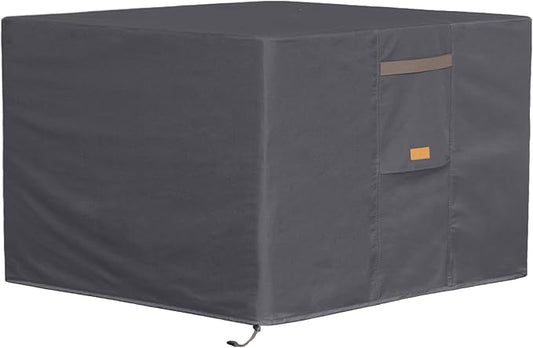 Fire Pit Cover 600D Heavy Duty Waterproof Fabric With PVC Coating Square 36" Wx 36" D x 24" H Dark Grey Fits for 32-36 Inch Fire Pit Table Fade Resistant Outdoor Firepit Cover