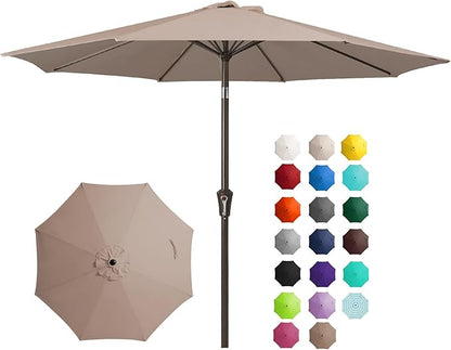 JEAREY 10 ft Outdoor Patio Umbrella w/Tilt and Crank, Tan | 8 Sturdy Ribs by JEAREYOutdoorsCollection