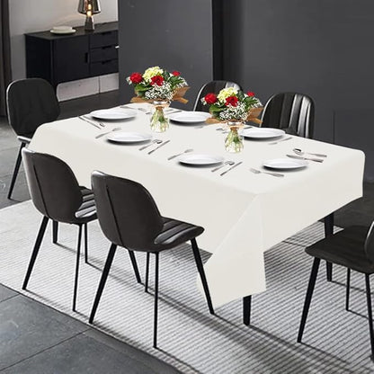 PARTY BARGAINS Disposable Table Covers - 54" X 108" [1 Count] 3 Ply Paper & Plastic White Table Cover