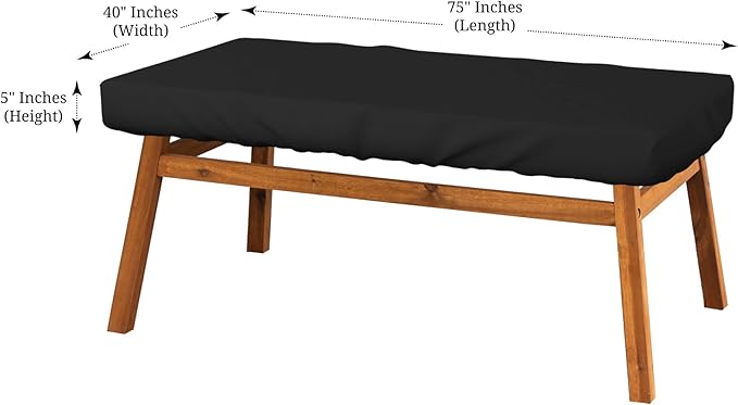 Covers & All Rectangle Table Top Cover, 12 Oz Waterproof UV & Weather Resistant Patio Table Cover, Outdoor Table Cover for Patio Furniture (75" L x 40" W x 5" H, Black)
