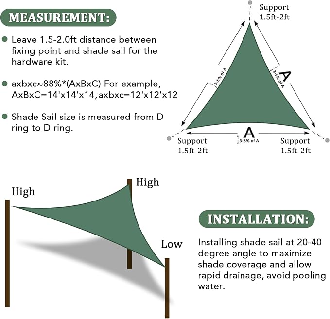 Shade&Beyond Custom Sun Shade Sail 5'x6'x7.8' Triangle Sun Sail Shades Patio UV - Image 6